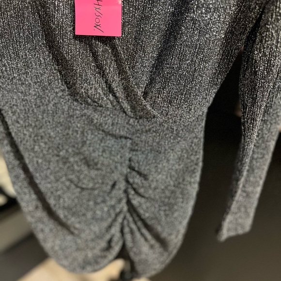 💕🖤NWT- BETSEY JOHNSON GORGEOUS METALLIC NIT FAUX WRAP DRESS SZ S💕🖤 - Picture 5 of 11